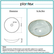 Plantex Wash Basin/Ceramic Table Top Wash Basin/Designer Countertop Basin for Bathroom/Restaurants/Hotel (Mint green & Gold - 16.5 x 16.5 x 4 Inch)