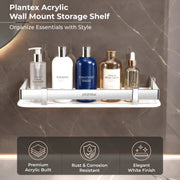 Plantex Acrylic Multipurpose Bathroom Shelf/Rack for Living Room/Wall Mount Storage Shelf - Bathroom Accessories Items (White, 12x6 inches)