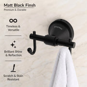 Plantex 304 Grade Stainless Steel Hooks for Hanging Clothes and Towel in Bathroom/Living Room - Niko (Black)