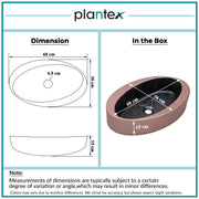 Plantex Ceramic Basin/Designer Washbasin for Bathroom/Oval Tabletop Wash Basin/Countertop Vessel Sink for Home/Office (Matt Brown & Black - 24 x 14 x 10 Inch)
