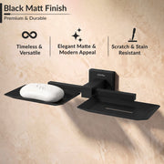 Plantex Stainless Steel Double Soap Holder for Bathroom/Soap Case/Dual Soap Dish/Bathroom Accessories - Aqua (Black)