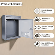 Plantex Wall Mount Letter Box - Suggestion Box/Mail Box/Post Box for Home gate with Secure Key Lock - (Dark Grey) A4 Size
