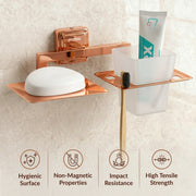 Plantex 304 Stainless Steel Decan Rose Gold Soap and Brush Holder Stand for Bathroom/Soap Stand/Tooth Brush Holder - Bathroom Accessories