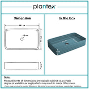 Plantex Ceramic Designer Washbasin for Bathroom/Countertop Bathroom Basin/Rectangle Tabletop Wash Basin for Restaurant/Hotel (Harmony Blue - 26 x 15 x 5 Inch)