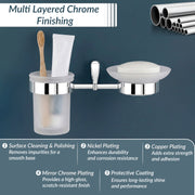 Plantex Rich Brass Bathroom Accessories - Unique Tooth Brush Holder/Tumbler Holder/Toothpaste Holder(Chrome)