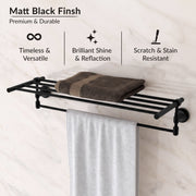 Plantex 304 Grade Stainless Steel Towel Rack for Bathroom/Towel Stand/Hanger/Bathroom Accessories - Niko (24 Inch-Black)