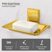 Plantex 304 Grade Stainless Steel Soap Dish/Soap Holder/Soap Stand/Soap Case/Soap Storage for Bathroom/Bathroom Accessories - Crystal (PVD Gold)