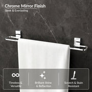 Plantex 304 Grade Stainless Steel 24 inch Towel Hanger for Bathroom/Hand Towel Holder/Single Towel Rod/Bathroom Accessories, Crystal (Chrome)