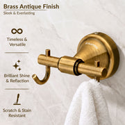 Plantex 304 Grade Stainless Steel Hooks for Hanging Clothes and Towel in Bathroom/Living Room- Niko (Brass Antique)