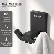 Plantex 304 Grade Stainless Steel Robe Hook/Cloth Towel Hanger/Door Hanger Hook/Bathroom Accessories - Pack of 1 (Crystal, Black)