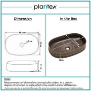 Plantex Ceramic Basin for Bathroom/Designer TableTop Wash Basin/Bathroom Vessel Sink/Washbasin - LA05, Matt Brown (21.5 x 14 x 5.5 Inch)