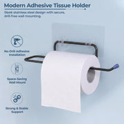 Plantex Self Adhesive GI Steel Toilet Paper Holder Self Adhesive/Toilet Paper Roll Holder/Tissue Paper Roll Holder for Bathroom (Black - Pack of 2)