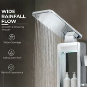Plantex Shower Panel for Bathroom with Hand Shower/Body Massage Jets/Showerhead/304 Grade Stainless Steel Showers System with Hot & Cold Mixer (KM-8103-Chrome)