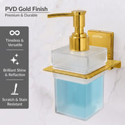 Plantex 304 Grade Stainless Steel Liquid Soap Dispenser for Bathroom/Frosted Glass Shampoo Dispenser/Hand wash/Bathroom Accessories - Pack of 1 (Crystal, PVD Gold)
