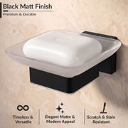 Plantex Stainless Steel Glass Soap Dish for Bathroom/Soap Holder/Soap Case/Soap Stand for Kitchen/Bathroom Accessories - Aqua (Black)