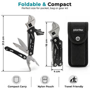 Plantex Multifunction Hand Tool with Adjustable Wrench & Pliers/Portable Stainless Steel Multi Tool with Screwdriver & Utility Blades/Compact DIY Tool  Black (APS-MQ044G)