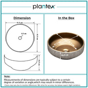 Plantex Ceramic Table Top Wash Basin for Bathroom/Countertop Vessel Sink Basin/Round Washbasin - Indo-European Collection  (16 x 16 x 6.5 Inch)