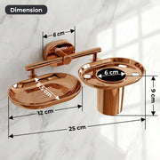 Plantex J4 Stainless Steel Soap Dish with Tumbler Holder/Soap and Brush Holder for Bathrooom/2 in 1 Soap Holder with Toothbrush Holder/Bathroom Accessories (PVD Rose Gold Finish) Onix
