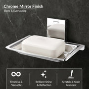 Plantex 304 Grade Stainless Steel Single Soap Dish/Soap Stand/Soap Case/Soap Storage for Bathroom - Crystal (1401-Chrome)