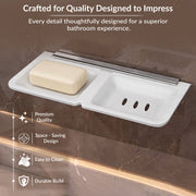 Plantex Stainless Steel Rails Double Soap Holder for Bathroom and Kitchen/Soap Stand/Bathroom Accessories for Home (11 Inch, Acrylic, White)