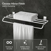 Plantex 304 Grade Stainless Steel Towel Rack/Holder/Towel Hanger for Bathroom/Bathroom Accessories, Crystal (Chrome - 24 inch)