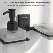 Plantex 304 Grade Stainless Steel Glass Soap Dish with Tumbler Holder/Soap Stand/Bathroom Accessories - Crystal (Black)
