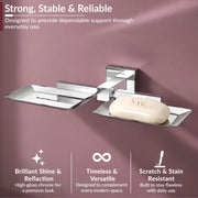 Plantex Aqua Stainless Steel Double Soap Holder for Bathroom/Soap Dish/Soap Stand for Bathroom Accessories - (Chrome)