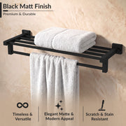 Plantex Stainless Steel 24 Inch Towel Rack for Bathroom/Towel Stand/Towel Holder/Towel Bar/Bathroom Accessories - Pack of 1, Aqua (Black)