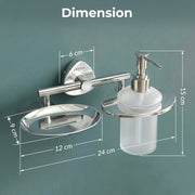 Plantex J4 Stainless Steel Soap Dish with Liquid Dispenser/Soap Stand for Bathroom Wall Mount/Shampoo Dispenser/Bathroom Accessories (Chrome Finish) Angel