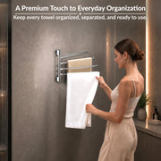 Plantex Stainless Steel 4-Arm Bathroom Swing Hanger Towel Rack/Towel Holder for Bathroom/Towel Stand/Bathroom Accessories