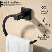 Plantex Stainless Steel Towel Holder for Bathroom/Towel Ring Holder/Napkin Holder for Washbasin/Napkin Ring/Bathroom Accessories – Pack of 1, Aqua (Black)