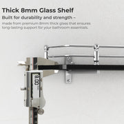Plantex Wall Mount Glass Shelf for Bathroom/Shelves for Kitchen/Black Glass Shelf, Polished (15x6 Inches - Pack of 3)