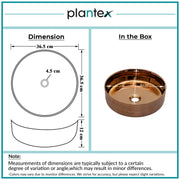 Plantex Ceramic Round Wash Basin/Designer Table Top Washbasin/Countertop Wash Basin for bathroom/Home/Office (Rose Gold-14x14x5 Inch)