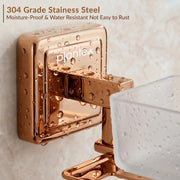 Plantex 304 Grade Stainless Steel Glass Toothbrush Holder/Stand/ABS Toothpaste Stand/Tumbler Holder for Bathroom - Decan (Rose Gold)