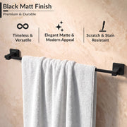 Plantex Stainless Steel 24 Inch Single Towel Rod for Bathroom/Towel Hanger/Bathroom Towel Holder/Towel Bar/Bathroom Accessories - Aqua (Black) Pack of 1