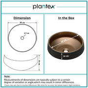 Plantex Designer Ceramic Basin/Table Top Wash Basin for Bathroom/Countertop Vessel Sink Basin for Home/Office/Restaurant (Black & Bronze - 15 x 15 x 6 Inch)