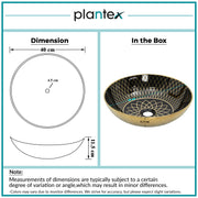 Plantex Table Top Wash Basin For Bathroom/Designer Ceramic Basin/Countertop Vessel Sink Basin - Indo-European Collection (16 x 16 x 5 Inch)