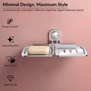 Plantex Dream Stainless Steel Double Soap Dish Stand for Bathroom & Kitchen/Soap Dish/Bathroom Accessories - Wall Mounted - Chrome (Pack of 1)