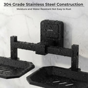 Plantex 304 Grade Stainless Steel Dual Soap Holder for Bathroom/Soap Case/Soap Stand/Bathroom Accessories - Darcy(Black)