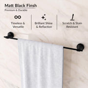 Plantex 304 Grade Stainless Steel Towel Hanger for Bathroom/Holder Stand/Single Towel Rod/Bathroom Accessories - Niko (Black)
