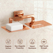 Plantex 304 Grade Stainless Steel Dual Soap Holder for Bathroom/Double Soap Dish/Stand/Soap Case/Bathroom Accessories - Decan (Rose Gold)