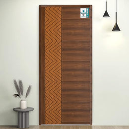 Plantex WPC Doors For Home (25 Mm - Thickness)/Waterproof Bathroom Door/2.5X6.75 Feet Wooden Finished Door For Home/Office/Kitchen, Density-600 (30X81 Inch, 21.5 Kg- Ember Pattern), Brown