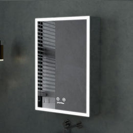 Plantex 304 Stainless Steel Bathroom Mirror Cabinet/Mirror Cabinet for Wash Basin/Bathroom Organiser with Mirror (16x24 Inch|LED, Defogger & Bluetooth|Chrome)