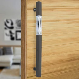 Plantex Door Handle/Stainless Steel Handle for Main Door/18 Inch Pull-Push Handle for Home/Office/Hotel - Pack of 1 (N-Black and Chrome) - 3 years Warranty