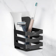 Plantex Stainless Steel Double Tumbler Holder/Toothbrush Stand for Bathroom/Toothpaste Holder/Bathroom Accessories - Pack of 1 (Black)