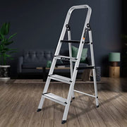 Plantex Big Foot 6 Step Ladder for Home/Aluminium Folding Ladder/Wide Anti-Skid Steps/Multipurpose Use (Black-Silver)