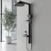 Plantex Haven Shower Panel for Bathroom with Piano Switches & Temperature Display/Rainfall Showerhead with Waterfall Outlet/Hand Shower with Hose Pipe & Clamp - (6013-GA)
