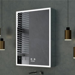 Plantex Luxury Bathroom Cabinet with LED Mirror/304 Grade Stainless Steel Mirror Cabinet/Bathroom Shelf for Wall (19x27 Inch-LED, Defogger & Bluetooth/Chrome)
