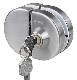 Plantex Stainless Steel Glass Door Lock - No Drilling/Lock for Main Door/Door Thickness 10 mm to 12 mm/3 Ultra Keys Out Side & Knob/Cabin Balcony Door for Office & Home - Pack of 1 (Matt)