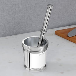 Plantex Heavy Stainless Steel Khalbatta/Mortar & Pestle Set/Okli Musal/Khal/Okli/Imam Dasta for Kitchen - Size 3(Dia: 8, H: 8 cm)